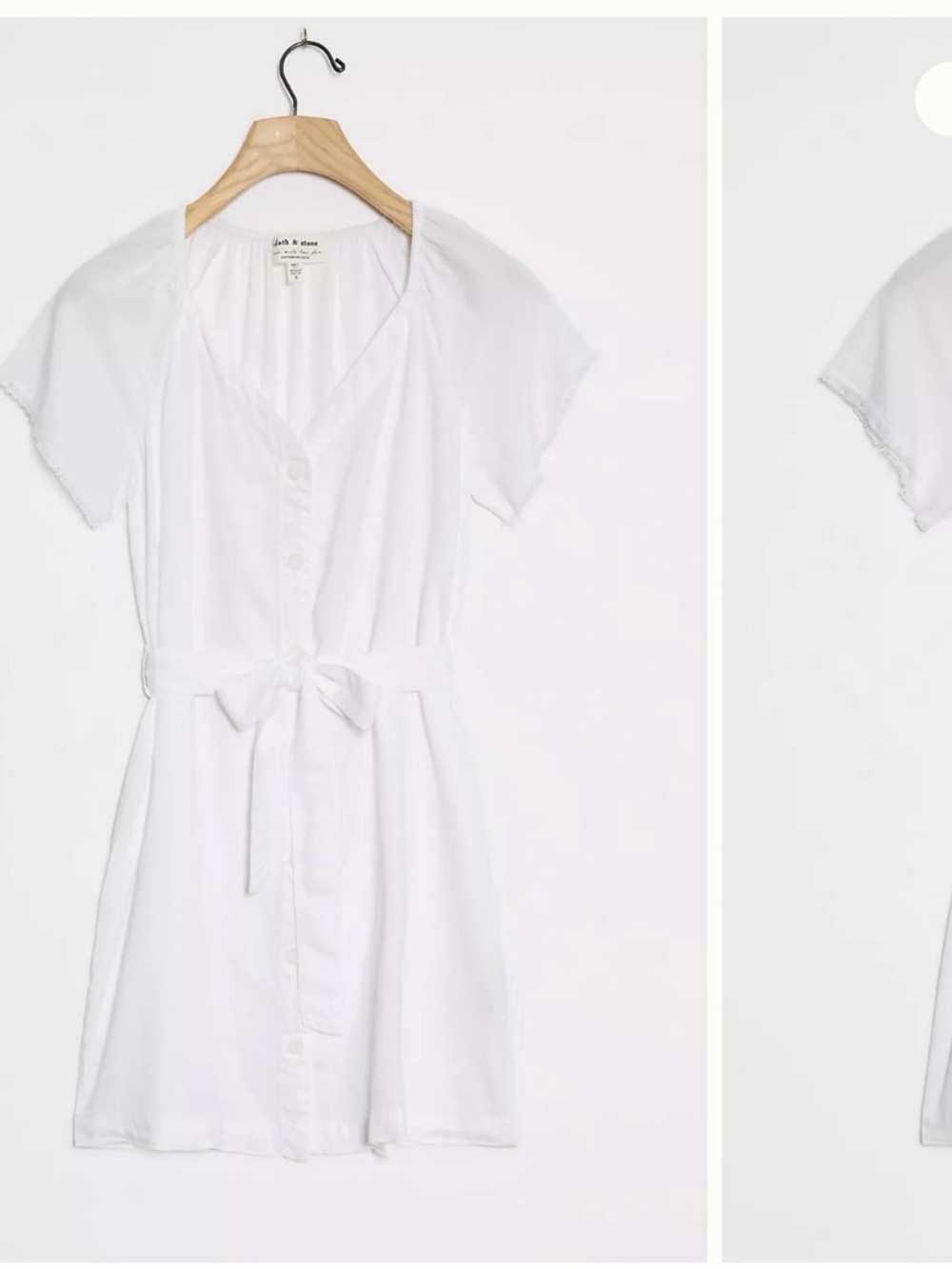 Anthropologie White Button-Front Tie-Waist Mini Dress
